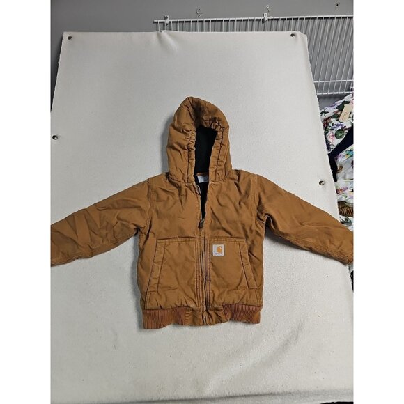 Carhartt CANVAS Heavy Duty Quilted Jacket with Hood Youth Size XS 6 - Picture 1 of 7